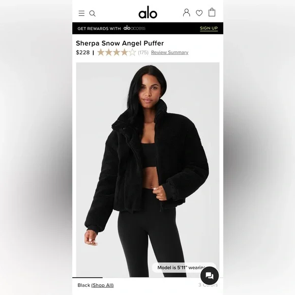 ALO Yoga Black Sherpa Puffer Jacket - Picture 4 of 8